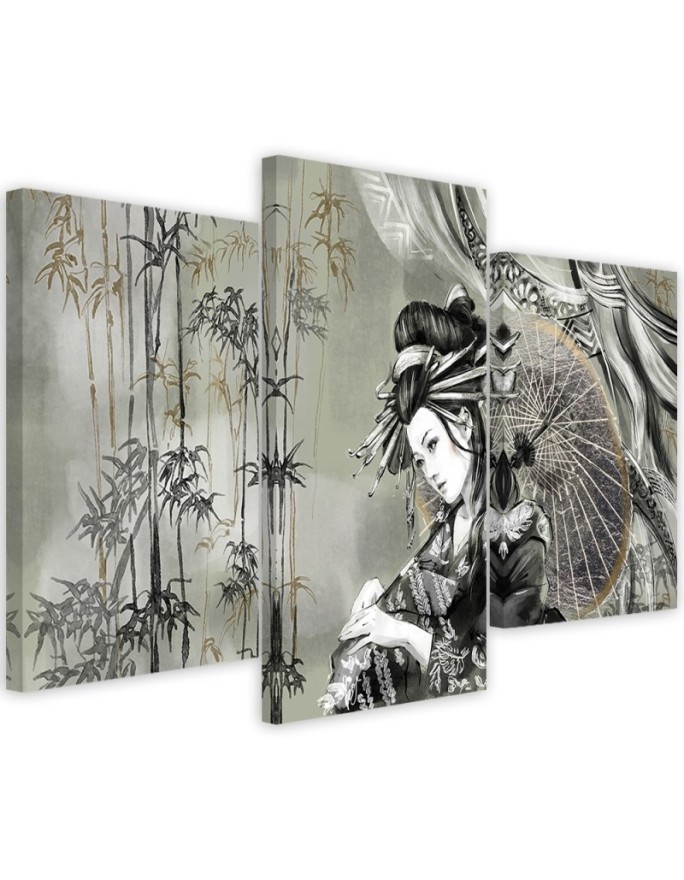 Canvas print for the room printed on canvas - Geisha and bamboos | FEEBY
