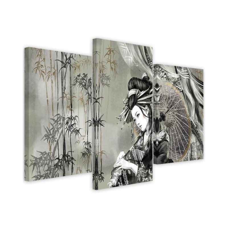 Canvas print for the room printed on canvas - Geisha and bamboos | FEEBY