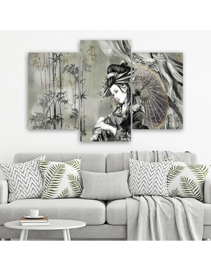 Canvas print for the room printed on canvas - Geisha and bamboos | FEEBY