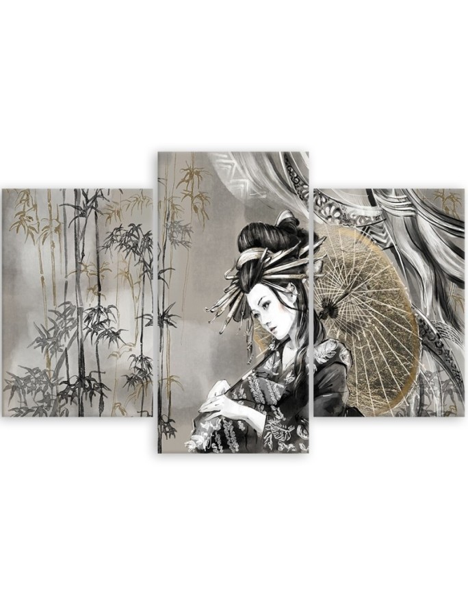 Oriental Canvas print - Geisha and bamboos | FEEBY