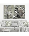 3 piece Canvas print for the room printed on canvas - Geisha and bamboos | FEEBY