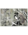 3 piece Canvas print for the room printed on canvas - Geisha and bamboos | FEEBY