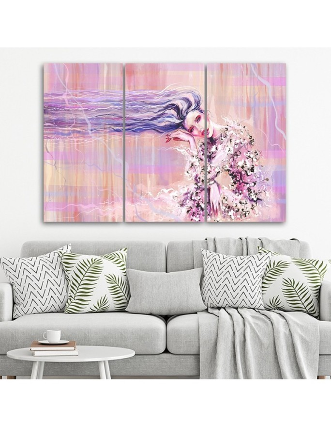 Woman with long hair - Canvas print for the living room | FEEBY