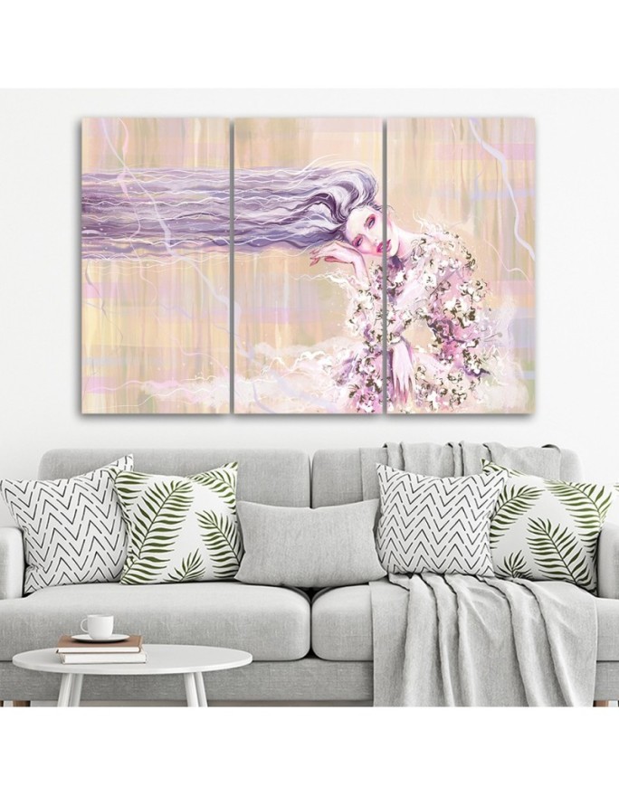 Woman with long hair - Canvas print for the living room | FEEBY
