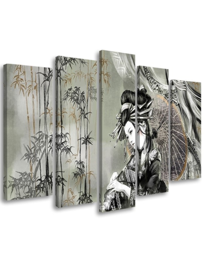 Oriental Canvas print - Geisha and bamboo | FEEBY