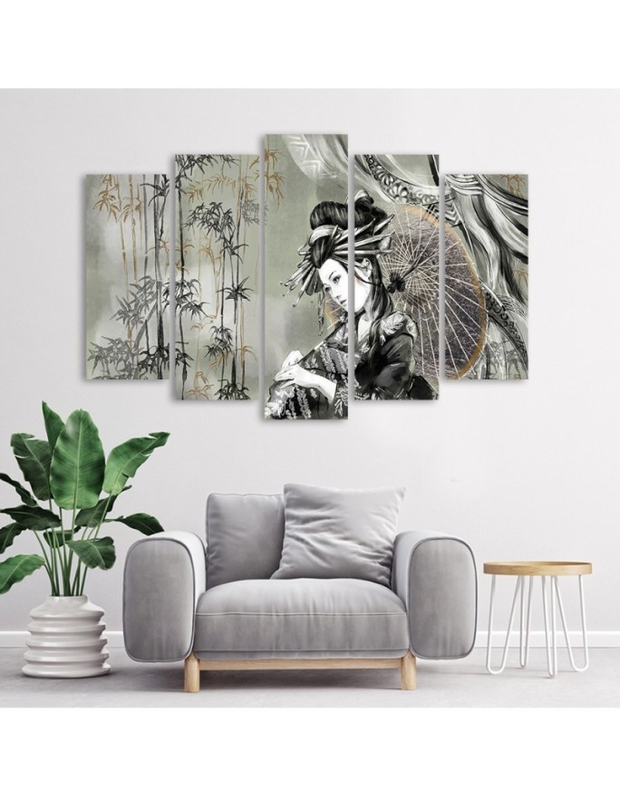 Oriental Canvas print - Geisha and bamboo | FEEBY