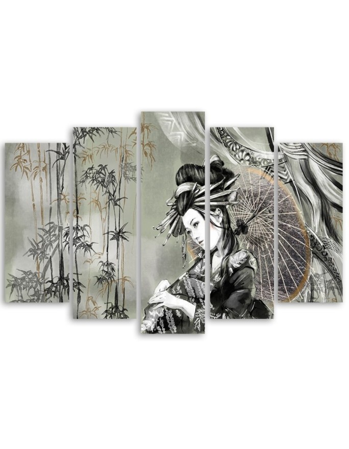 Oriental Canvas print - Geisha and bamboo | FEEBY