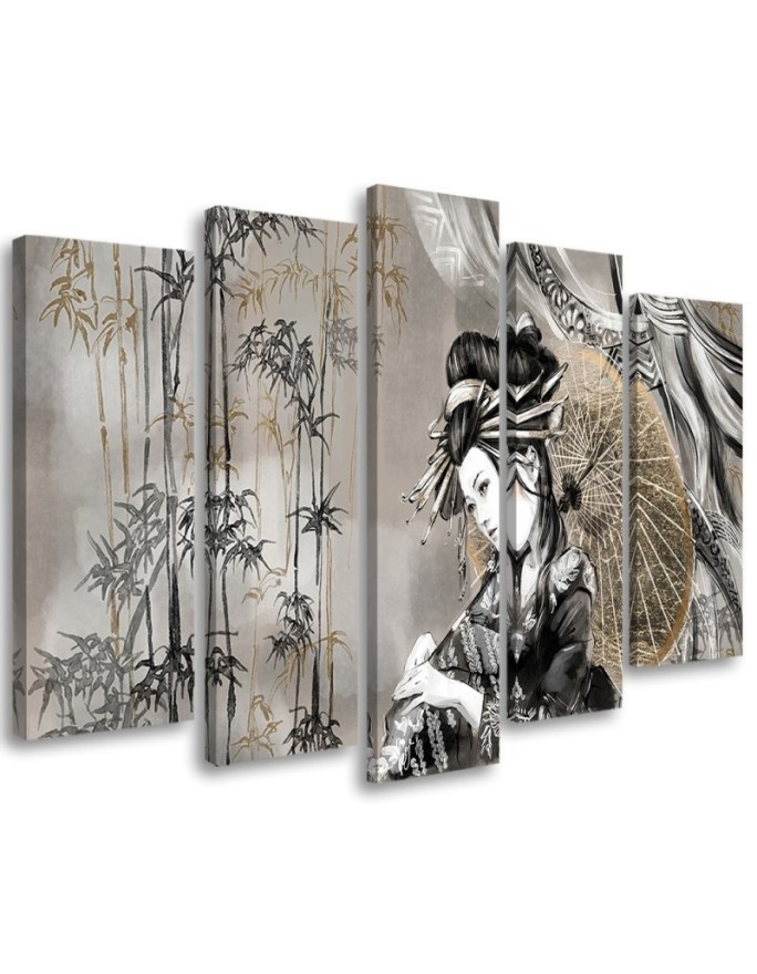Canvas print for the room printed on canvas - Geisha and bamboos | FEEBY