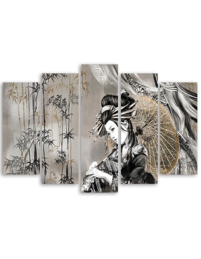 Canvas print for the room printed on canvas - Geisha and bamboos | FEEBY