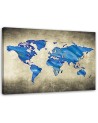 Blue map of the world - Print on Canvas for the office | FEEBY