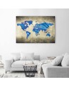 Blue map of the world - Print on Canvas for the office | FEEBY