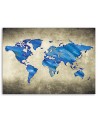 Blue map of the world - Print on Canvas for the office | FEEBY