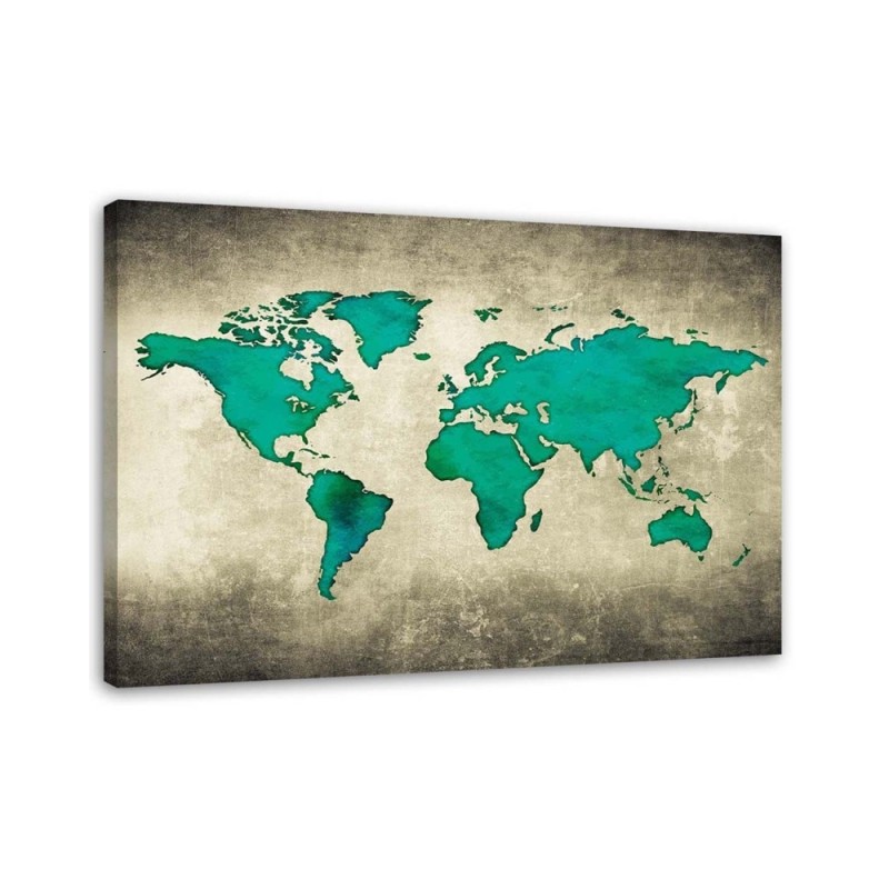 Green map of the world - Wall art Canvas prints for the office | FEEBY
