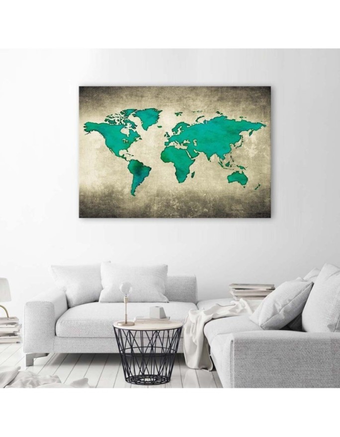 Green map of the world - Wall art Canvas prints for the office | FEEBY