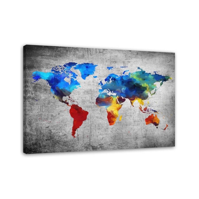 Painted map of the world on concrete - Canvas prints. Buy now| | FEEBY