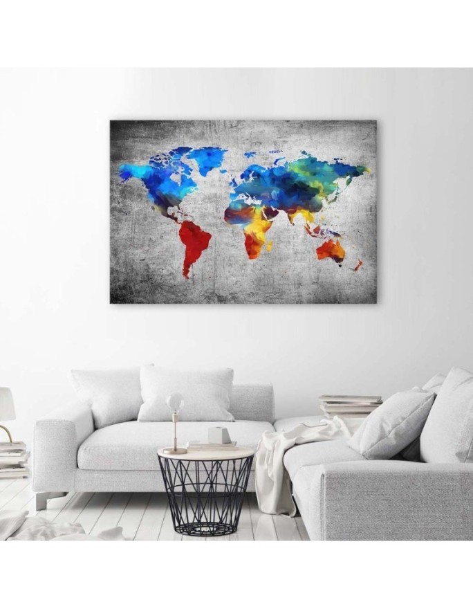 Painted map of the world on concrete - Canvas prints. Buy now| | FEEBY