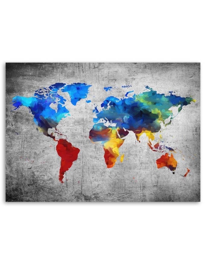 Painted map of the world on concrete - Canvas prints. Buy now| | FEEBY