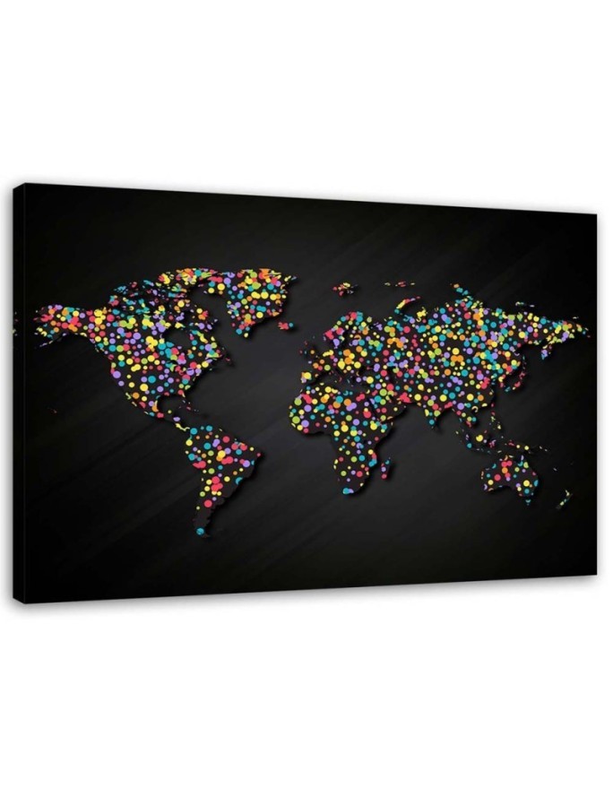 World map with coloured dots - Canvas prints | FEEBY