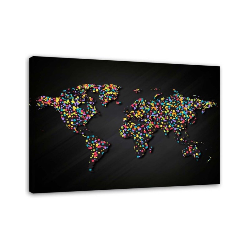 World map with coloured dots - Canvas prints | FEEBY