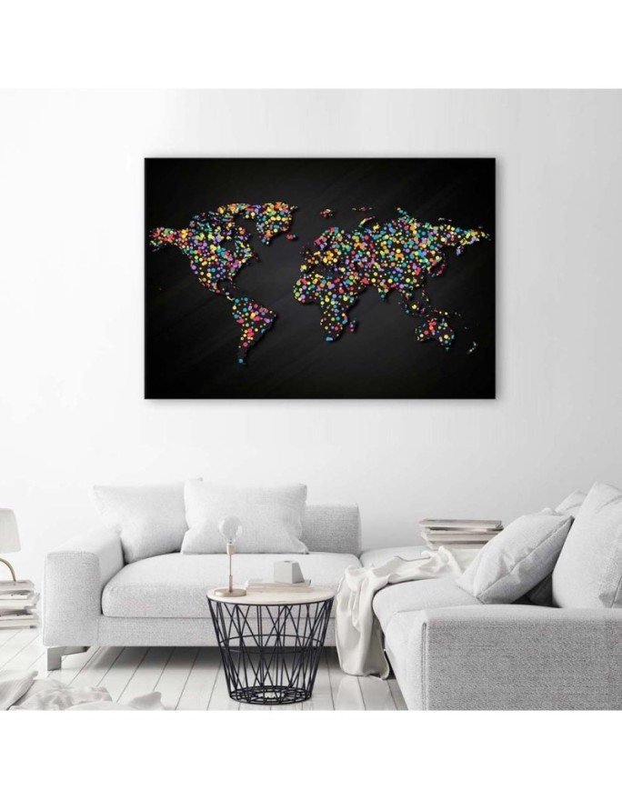 World map with coloured dots - Canvas prints | FEEBY