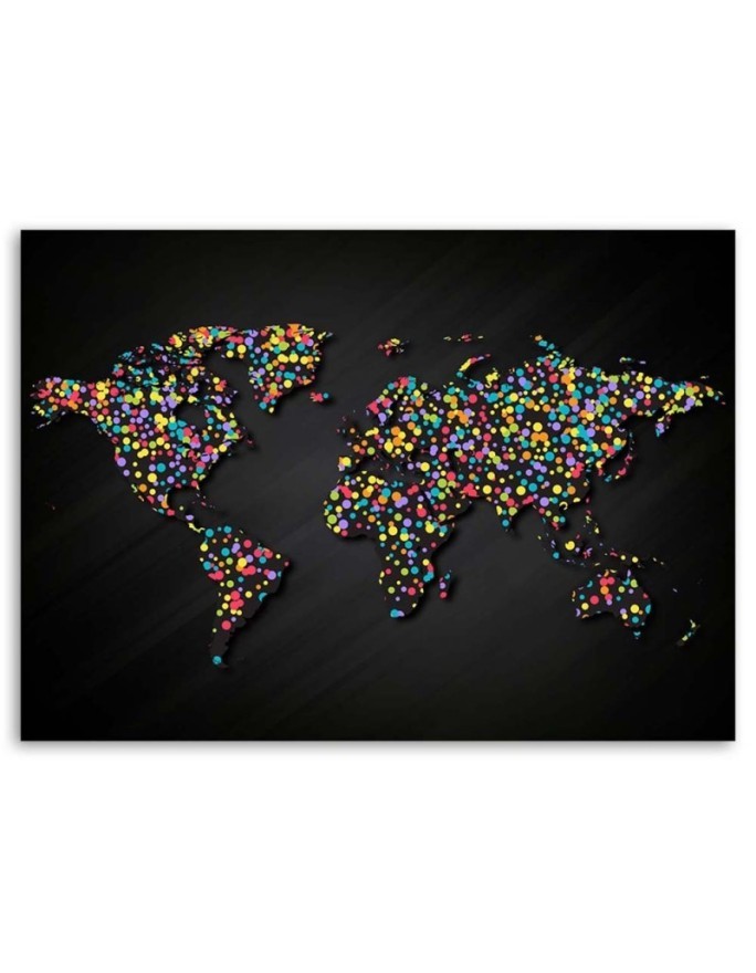 World map with coloured dots - Canvas prints | FEEBY