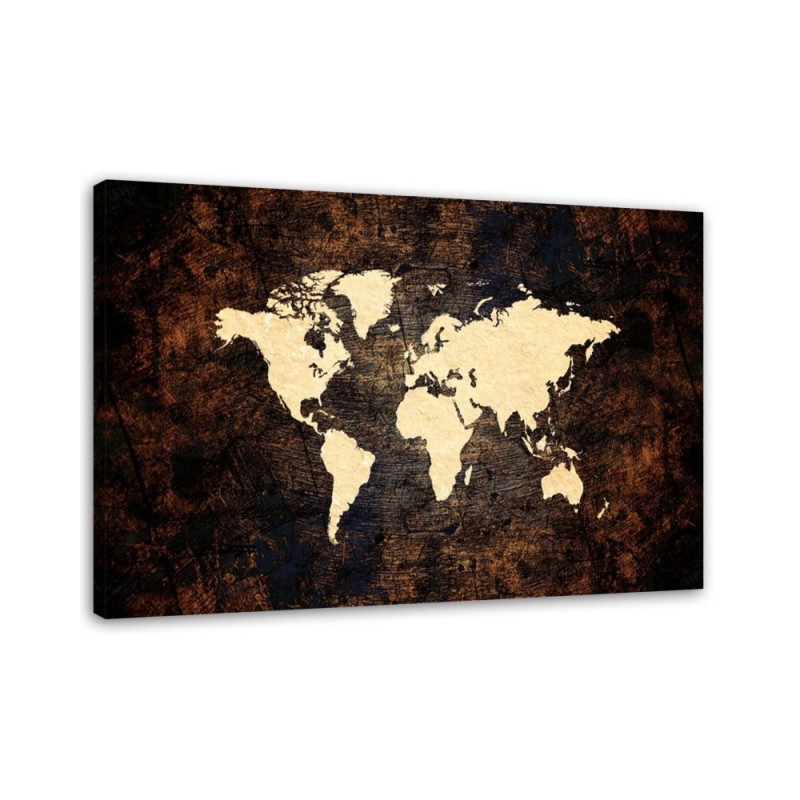 Office wall art Canvas paintings - Brown world map | FEEBY