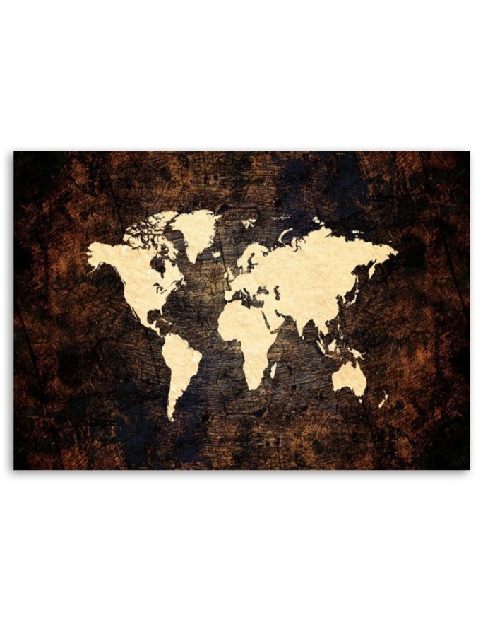 Office wall art Canvas paintings - Brown world map | FEEBY