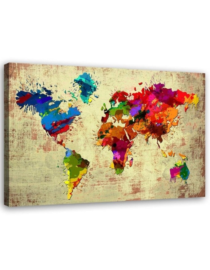 Canvas prints office paintings - Coloured world map | FEEBY