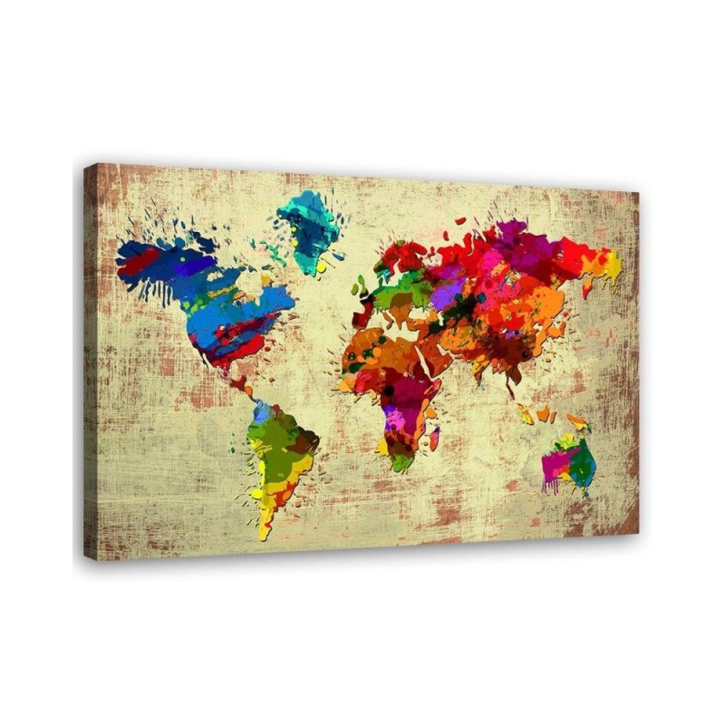 Canvas prints office paintings - Coloured world map | FEEBY