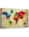 Canvas prints office paintings - Coloured world map | FEEBY