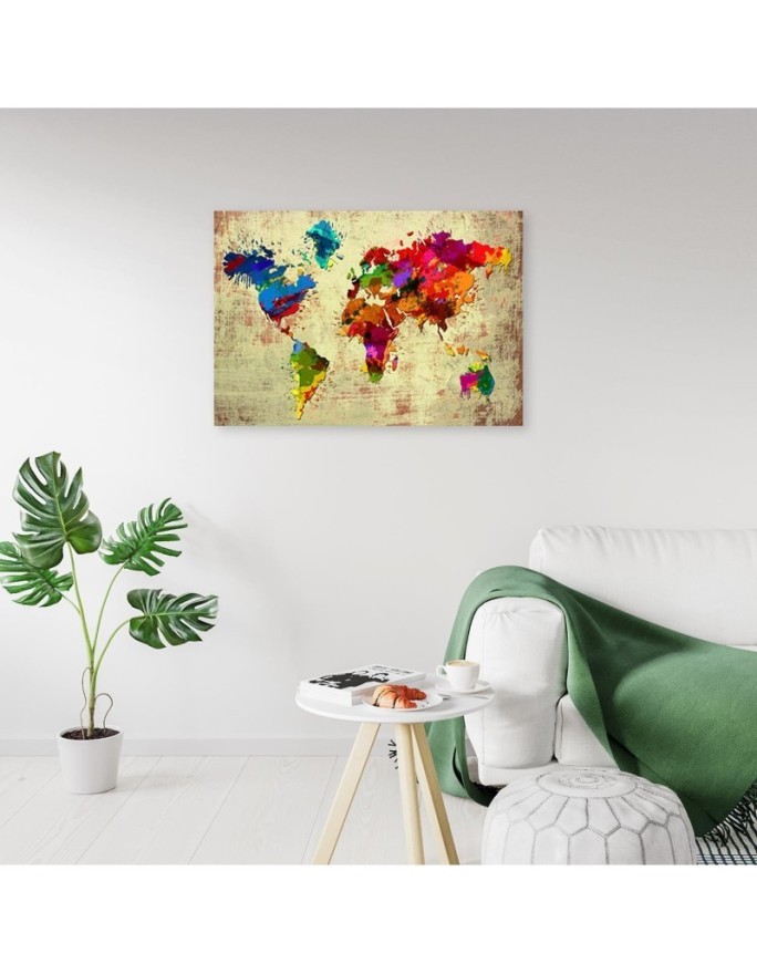 Canvas prints office paintings - Coloured world map | FEEBY