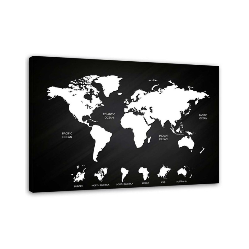 Canvas office paintings - World map black and white | FEEBY