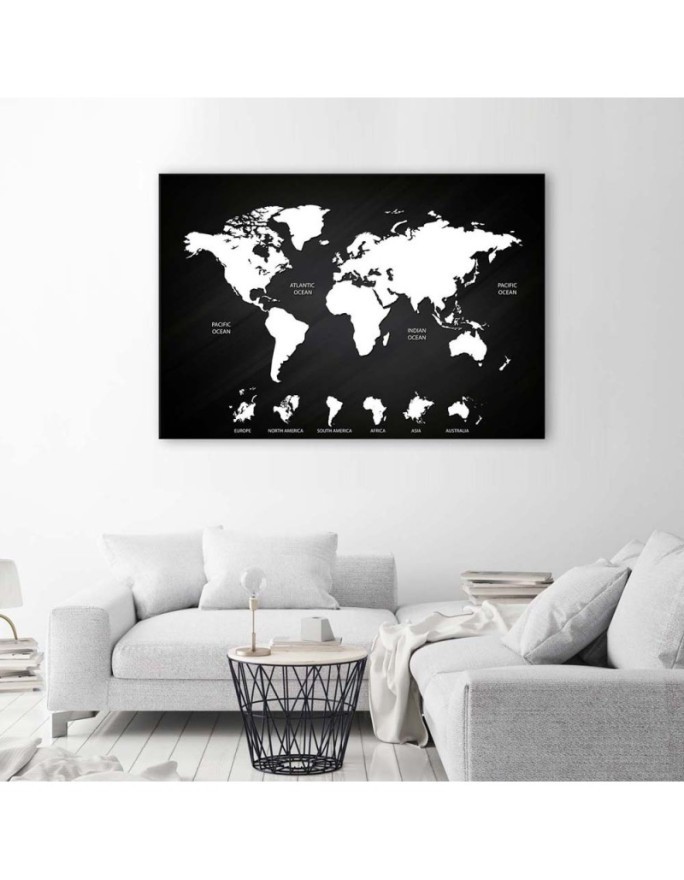 Canvas office paintings - World map black and white | FEEBY