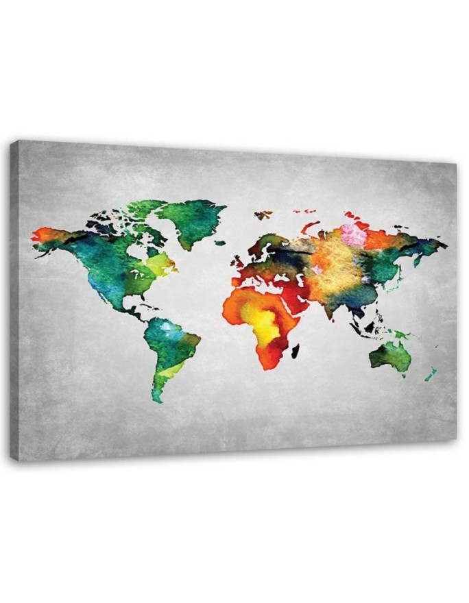 Canvas office paintings - Coloured map of the world on concrete | FEEBY