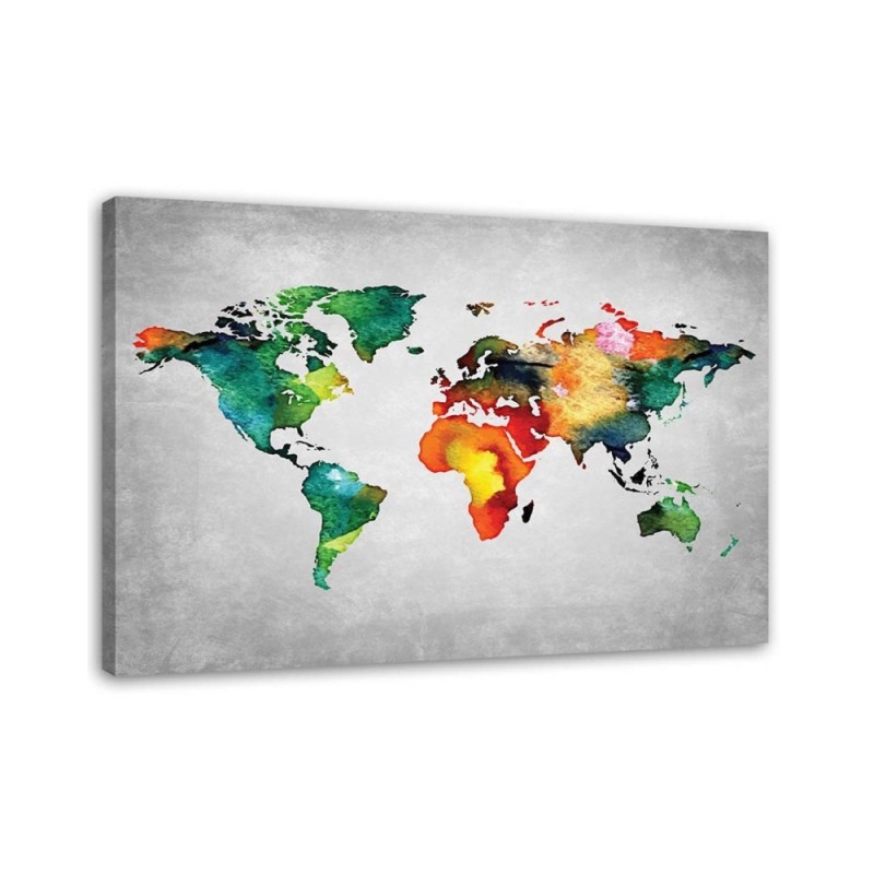 Canvas office paintings - Coloured map of the world on concrete | FEEBY