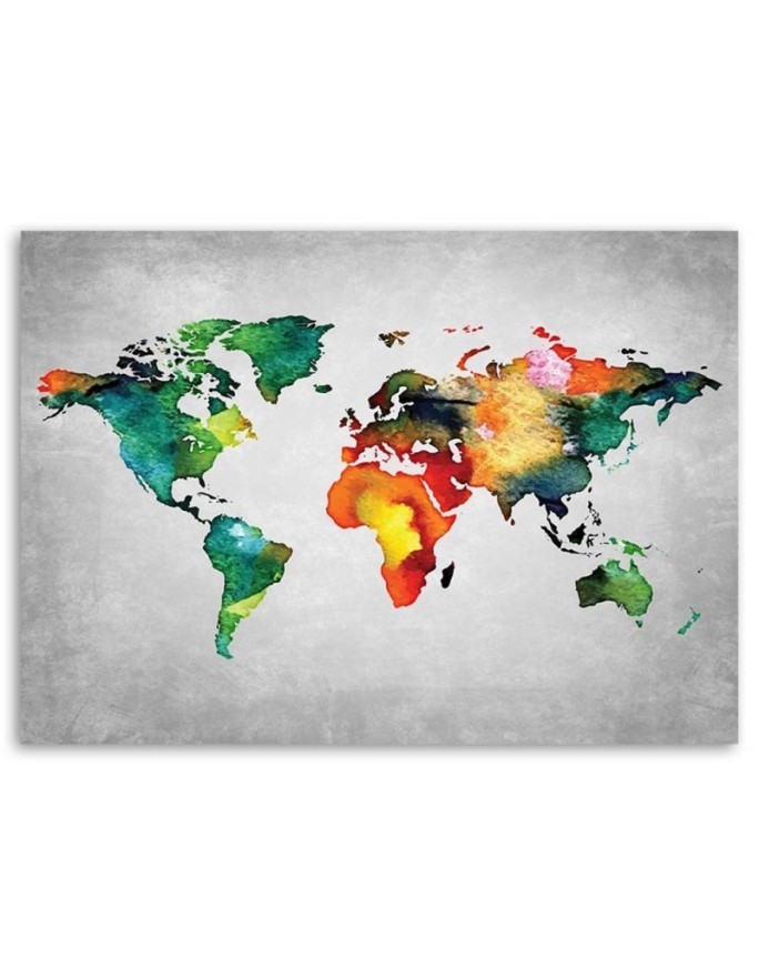 Canvas office paintings - Coloured map of the world on concrete | FEEBY