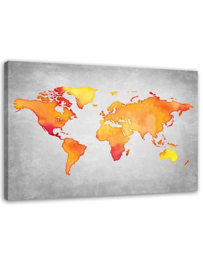 Canvas print Orange world map