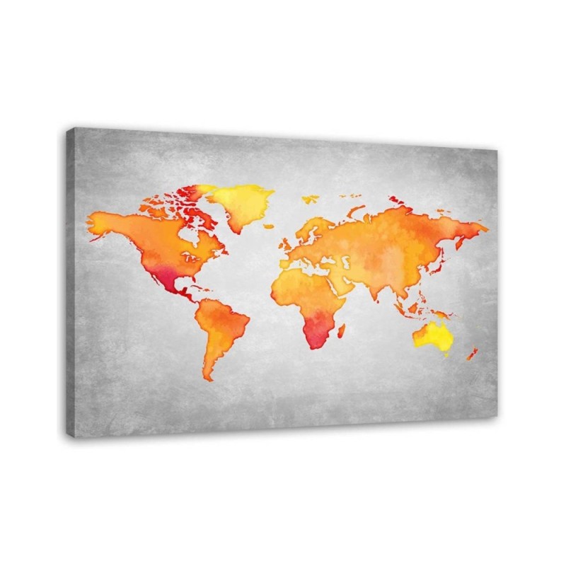 Canvas office paintings - Orange map of the world | FEEBY