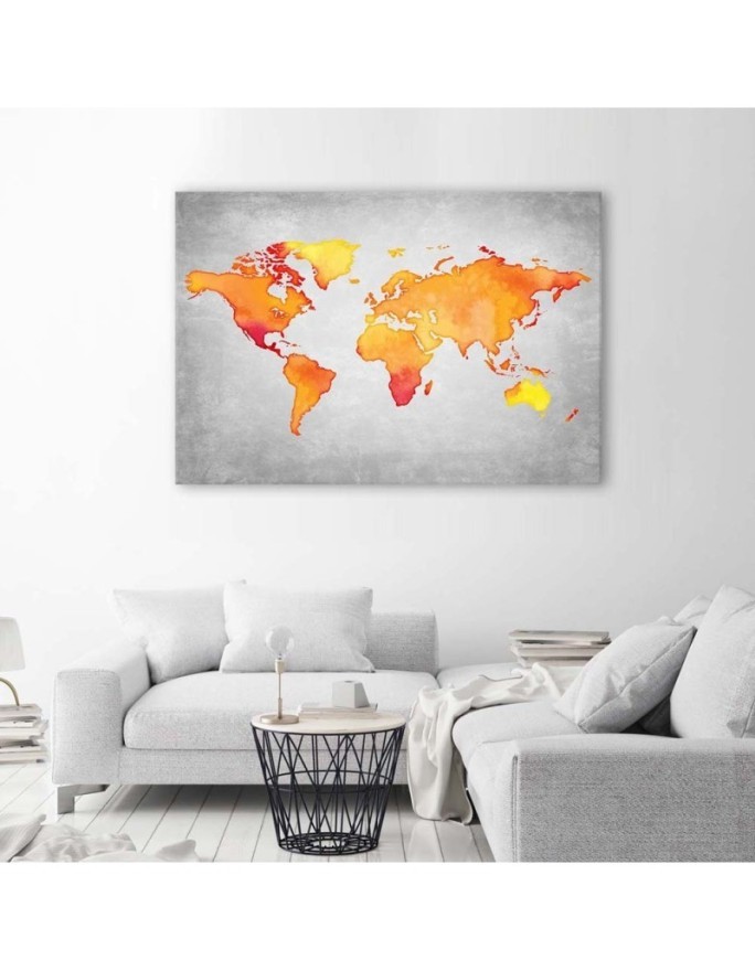 Canvas office paintings - Orange map of the world | FEEBY