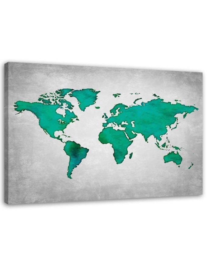 Canvas paintings Office - Green map of the world on concrete | FEEBY