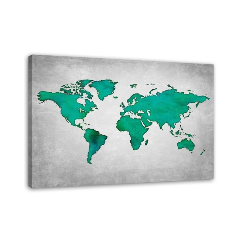 Canvas paintings Office - Green map of the world on concrete | FEEBY