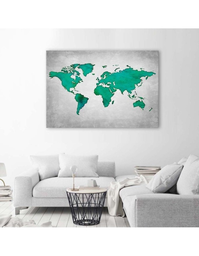 Canvas paintings Office - Green map of the world on concrete | FEEBY