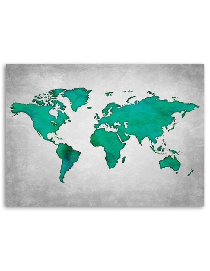 Canvas paintings Office - Green map of the world on concrete | FEEBY