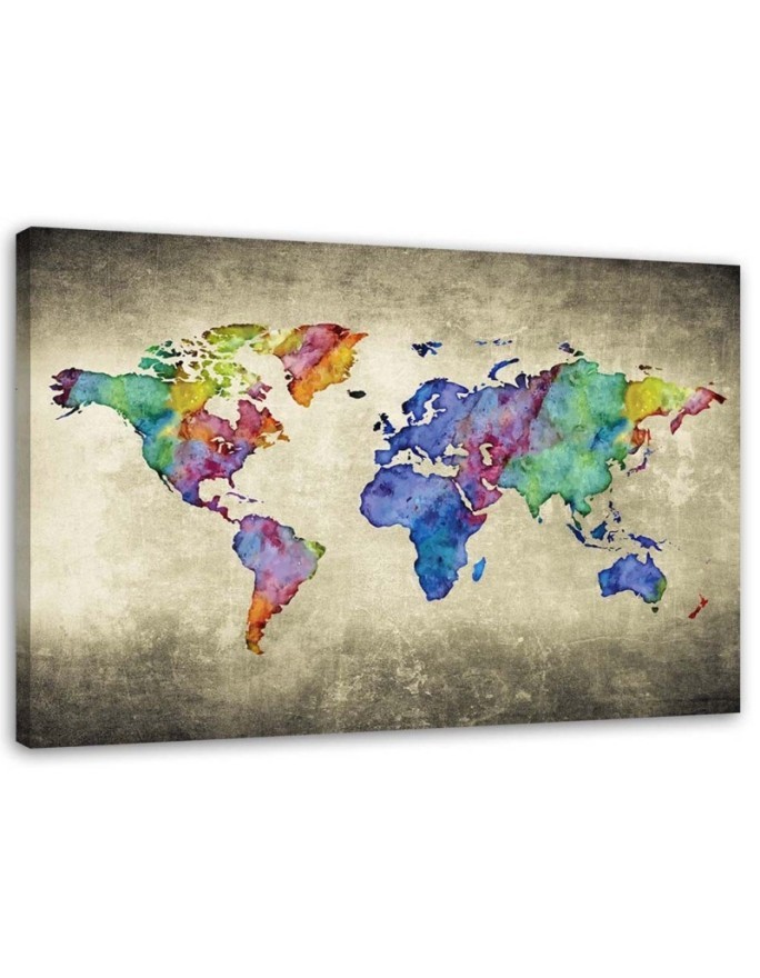 Canvas prints office - Colourful vintage world map | FEEBY