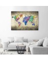 Canvas prints office - Colourful vintage world map | FEEBY