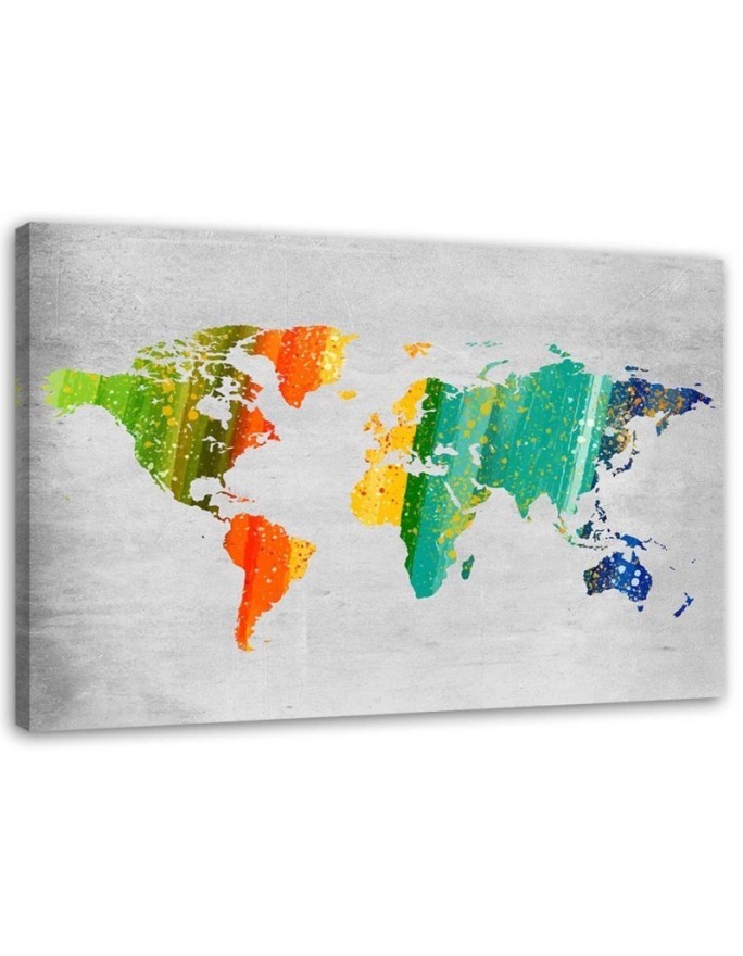 Canvas prints office - Coloured map of the world on concrete | FEEBY
