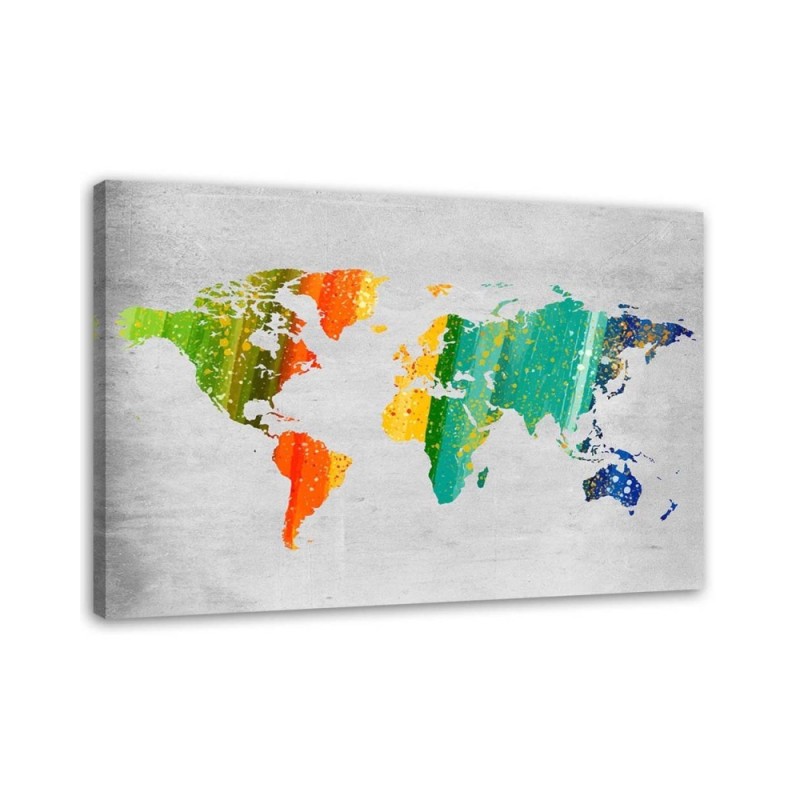 Canvas prints office - Coloured map of the world on concrete | FEEBY