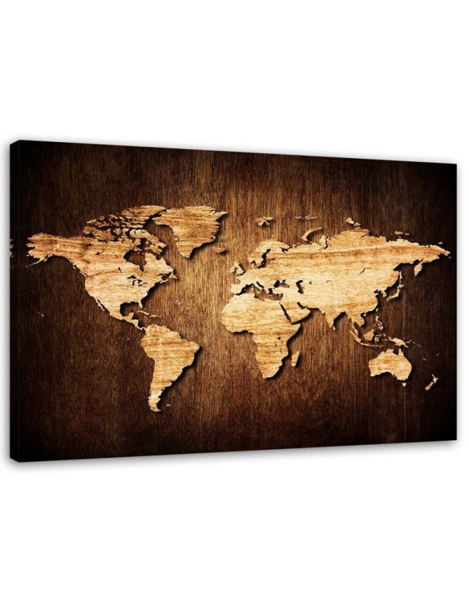 Canvas print World map on wood