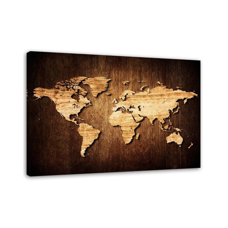 Canvas office paintings - Wooden map of the world | FEEBY