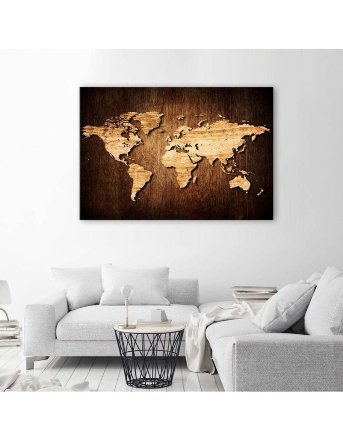 Canvas office paintings - Wooden map of the world | FEEBY